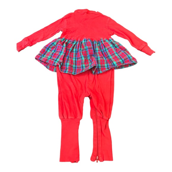 VTG 90's Echo Field Cottons L/S Red Onesie w/ Red Green Blue Plaid Skirt 18 mnth - Picture 3 of 4